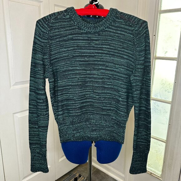 Uniqlo Women's Teal and Black Crewneck Sweater Size Medium Winter Cozy - Picture 1 of 5